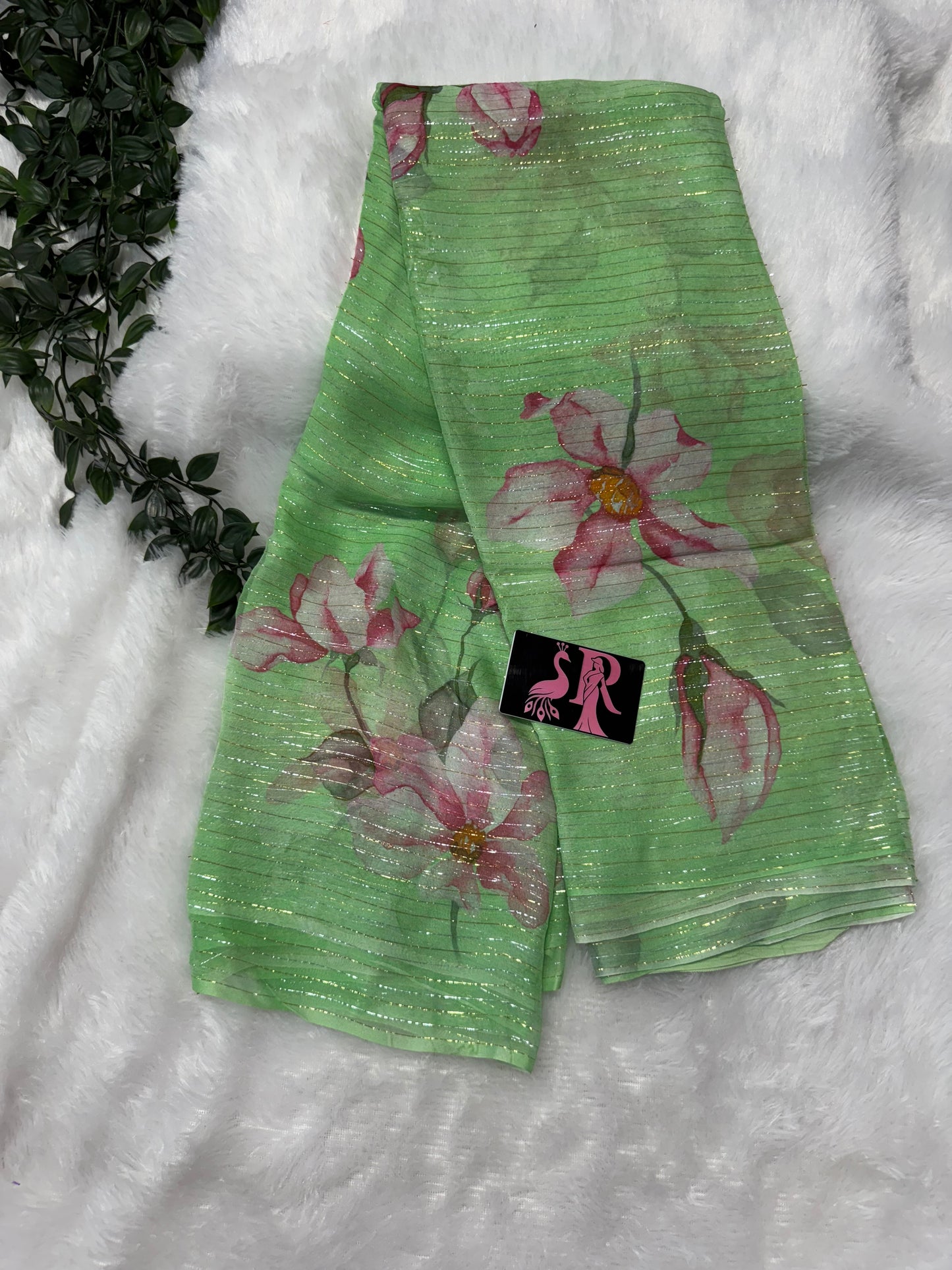 Pure chiffon zari lines-SRS024B