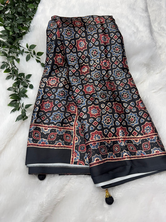 Ajrakh saree-SR1064B
