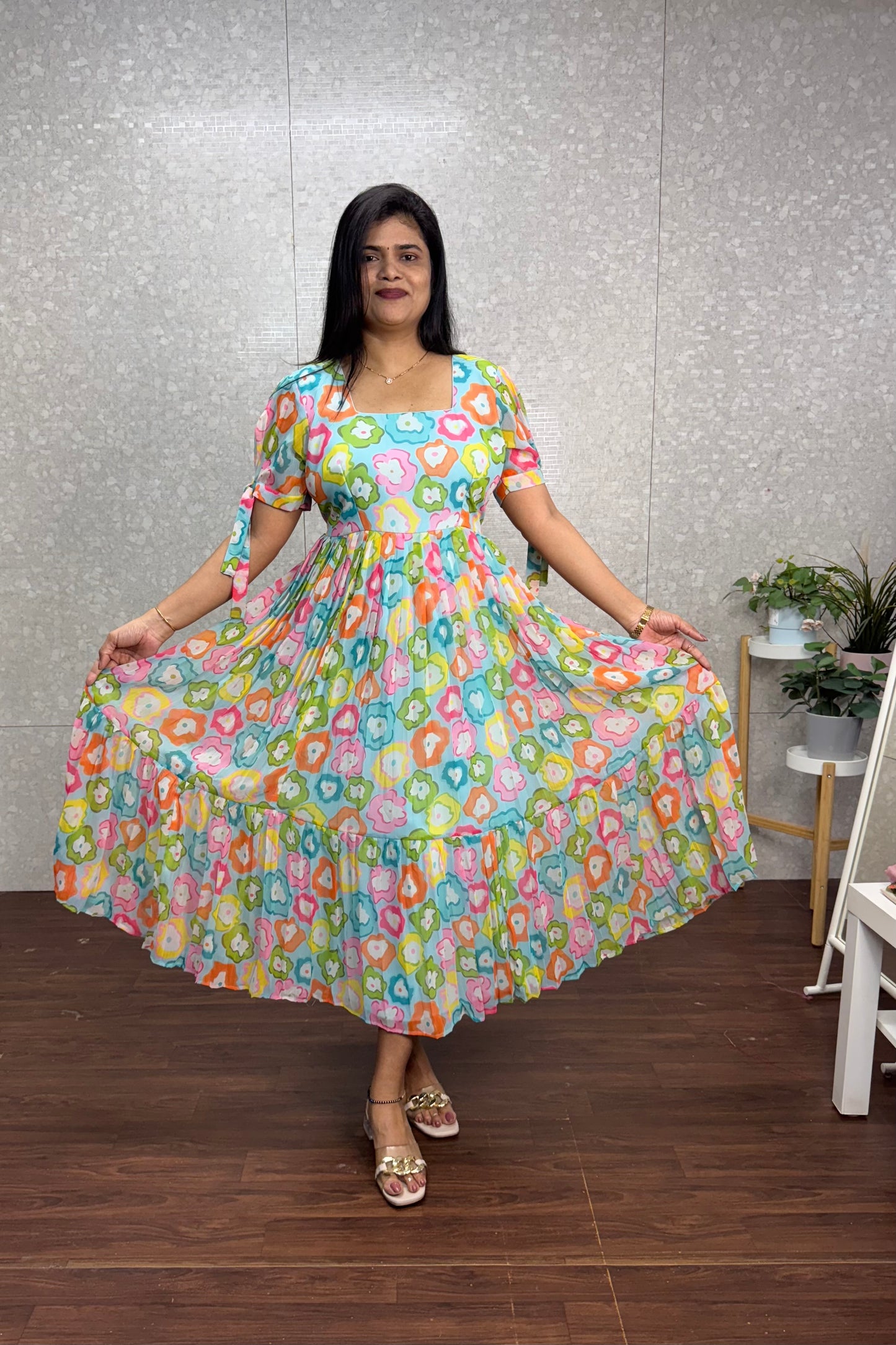 Chiffon doodles frock-SRF1026B