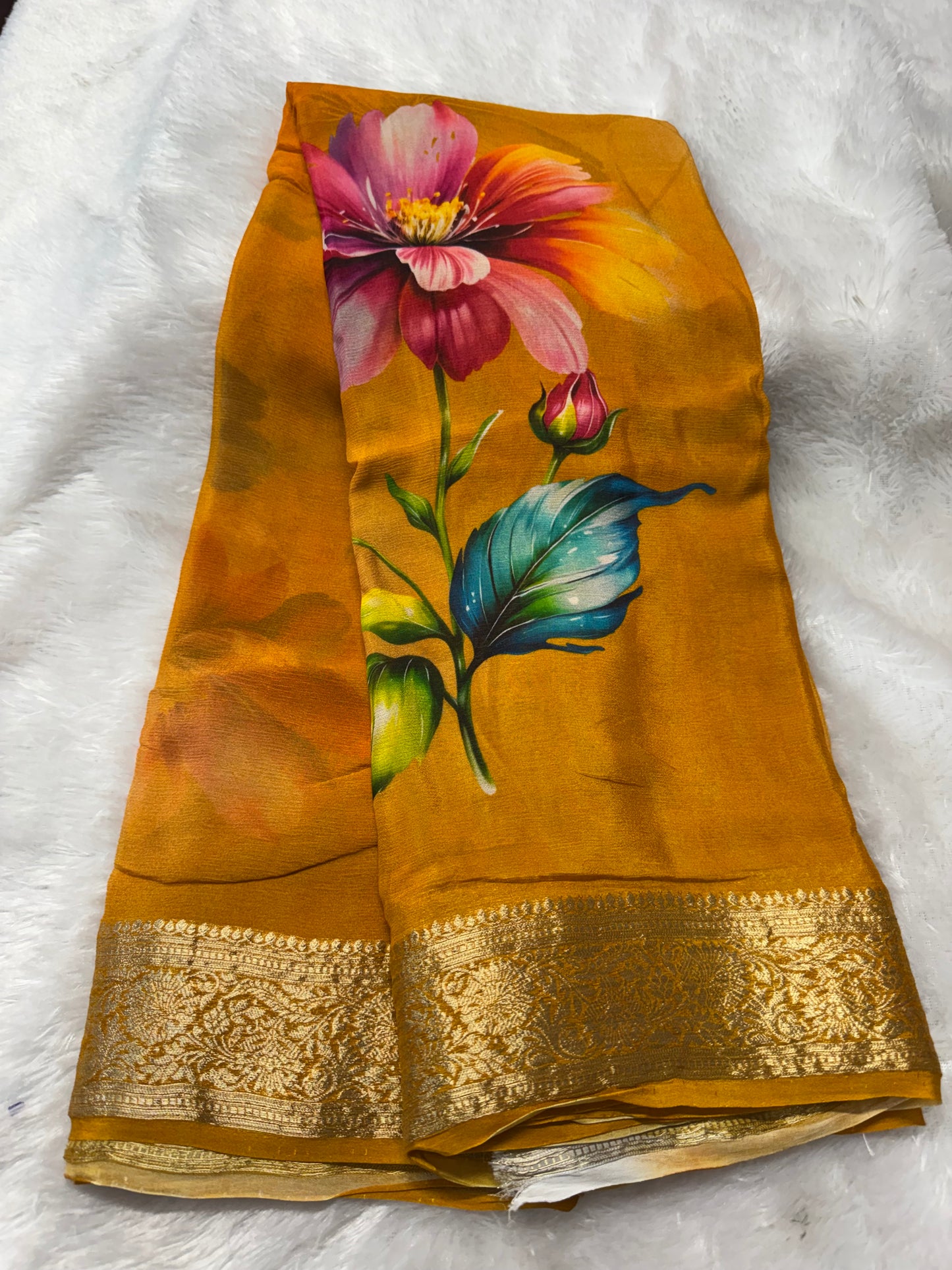Pure Chinnon Digital print saree-SR1251I