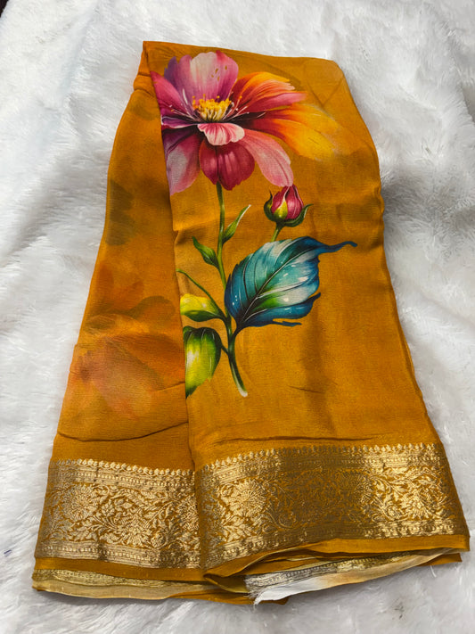 Pure Chinnon Digital print saree-SR1251I