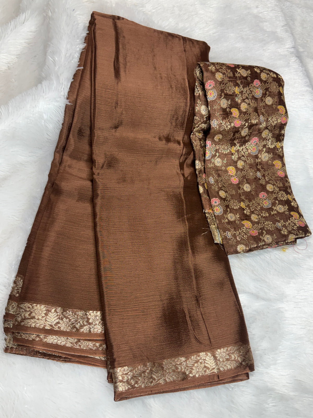 Pure chinnon saree Meena blouse -SR1306J
