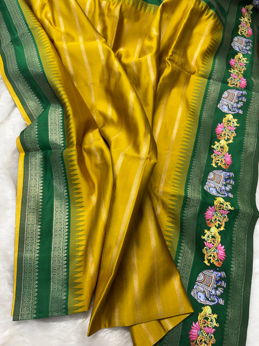 Fancy Gadwal Tanjore painted saree-SR1186