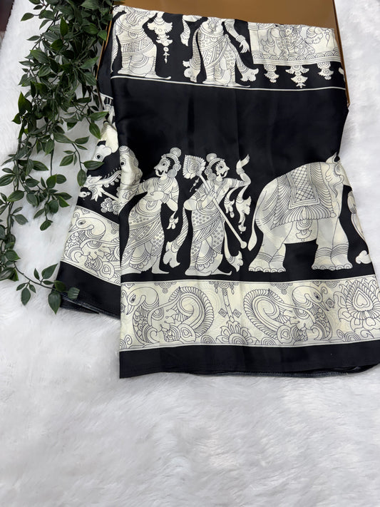Satin Kalamkari Saree-SR1008