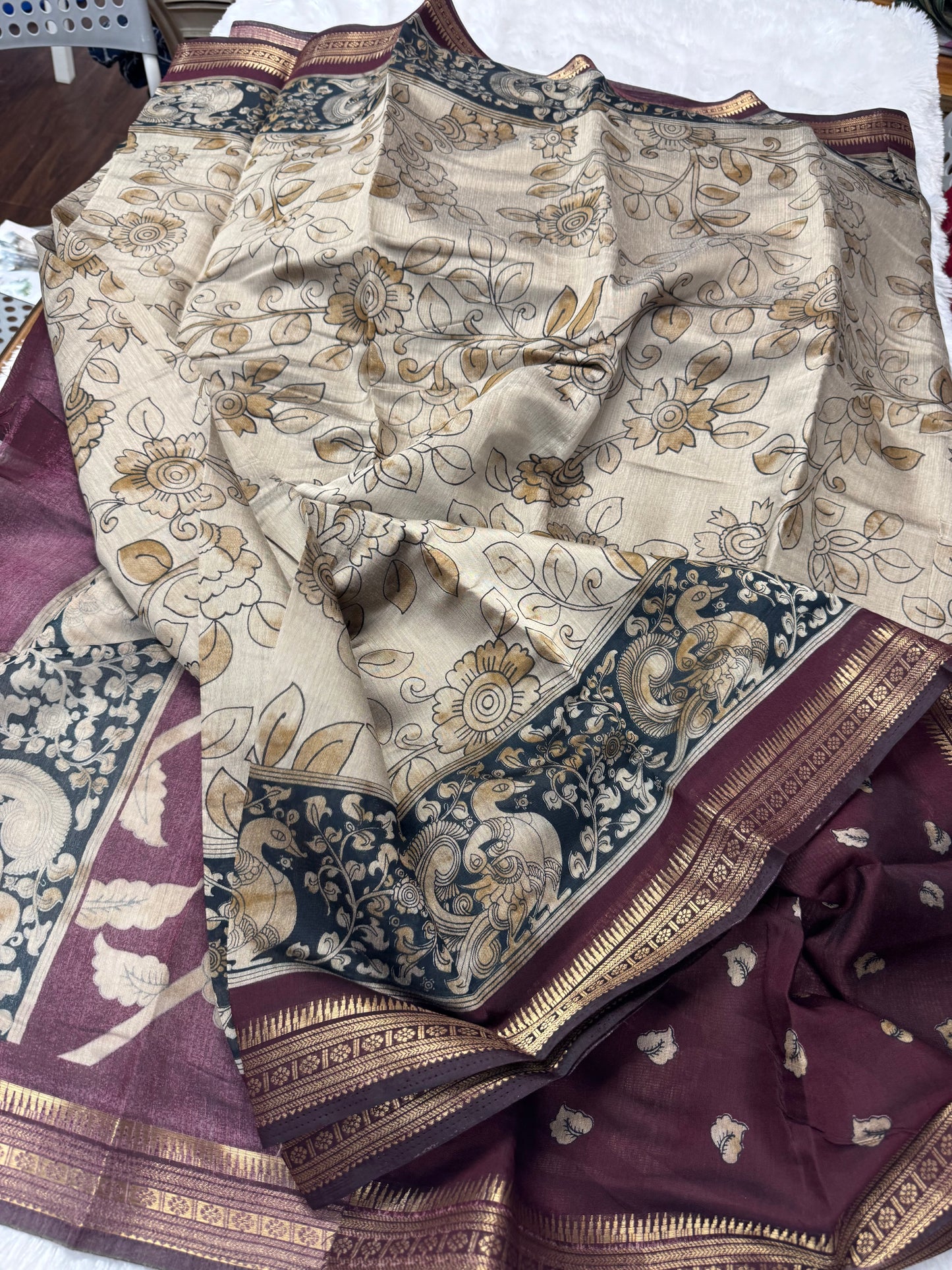 Maheswari silk Kalamkari saree-SR1211C