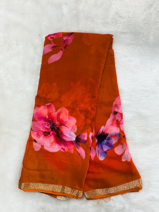 Pure chinnon digital print saree-SR1227C