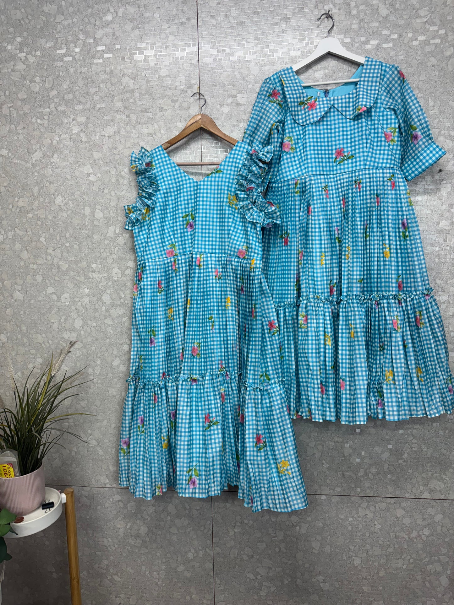 Chanderi checks frock-SRF1058B