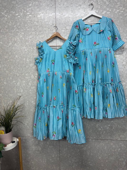 Chanderi checks frock-SRF1058B