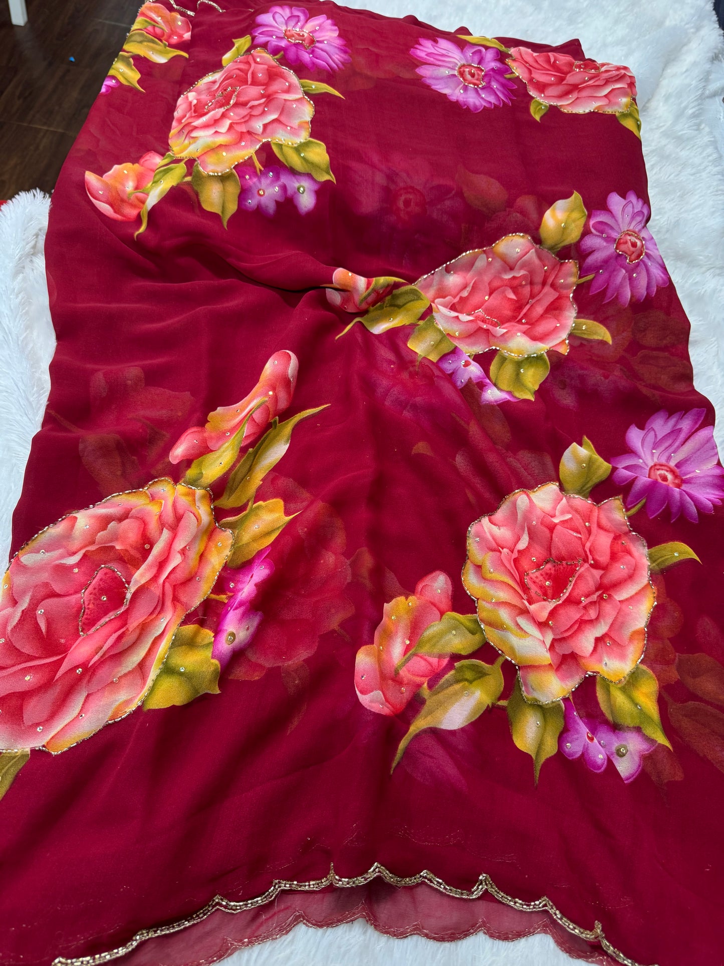 Georget floral cocktail saree-SR1219E