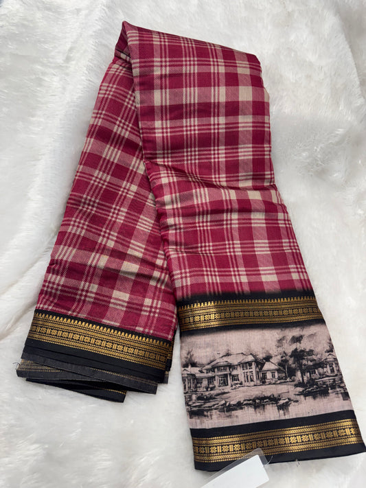 Maheswari silk checks saree-SR1214C