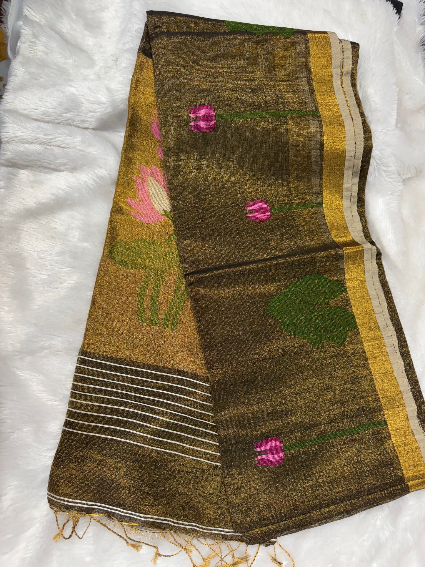 Linen tissue Jamdhani saree-SR1228L