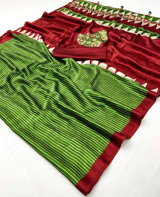 Satin Ajrakh saree-SR1026D