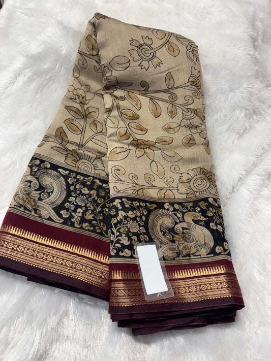 Maheswari silk Kalamkari saree-SR1211B