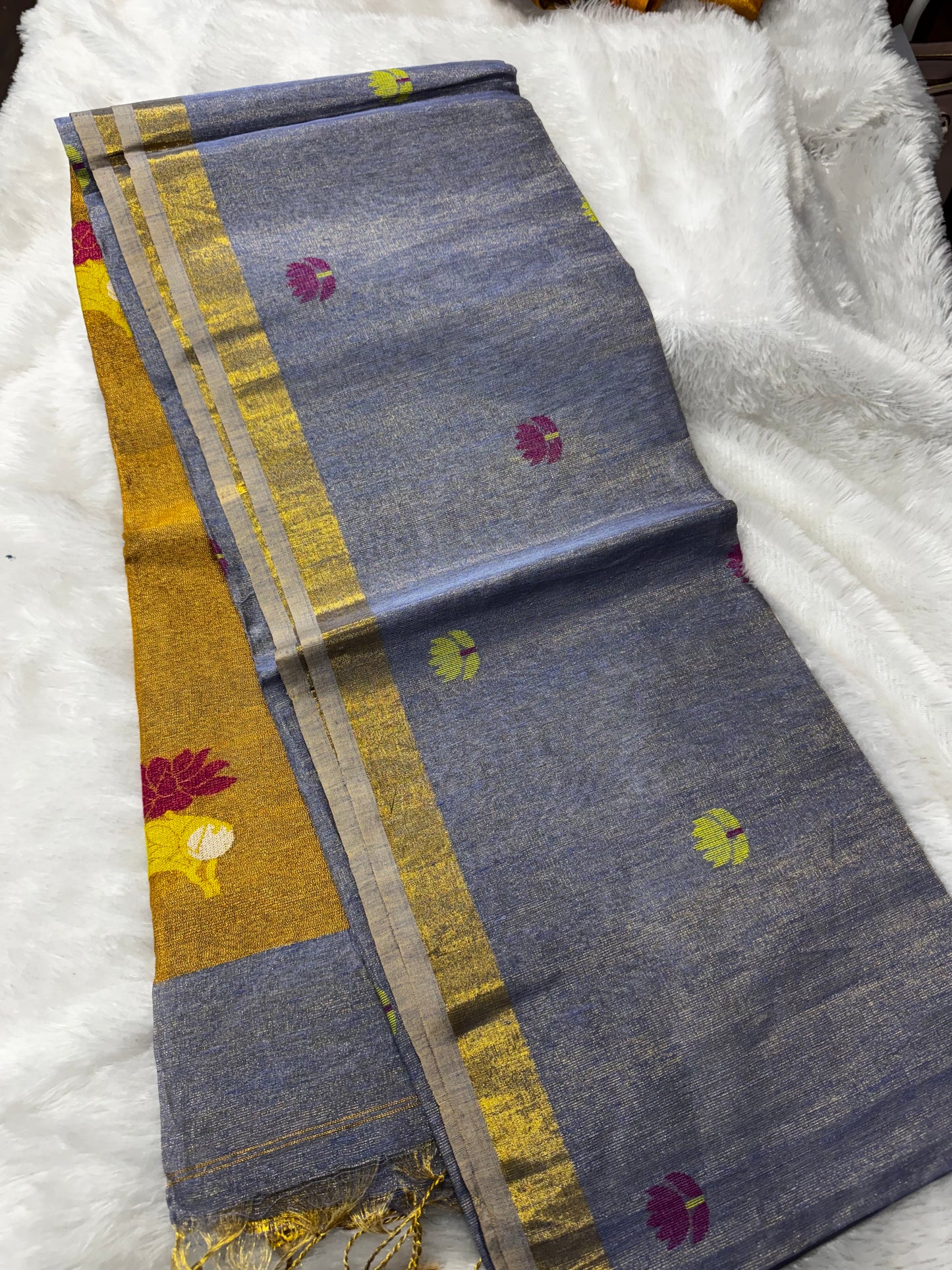 Linen tissue Jamdhani saree-SR1224M