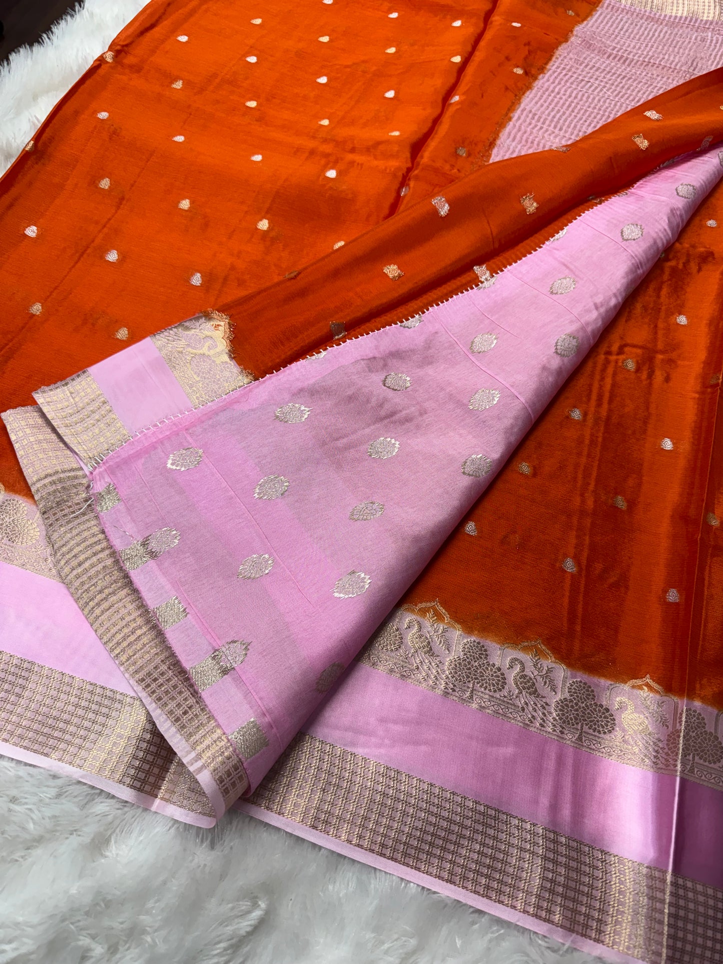 Pure chinnon silk vintage saree-SR1197