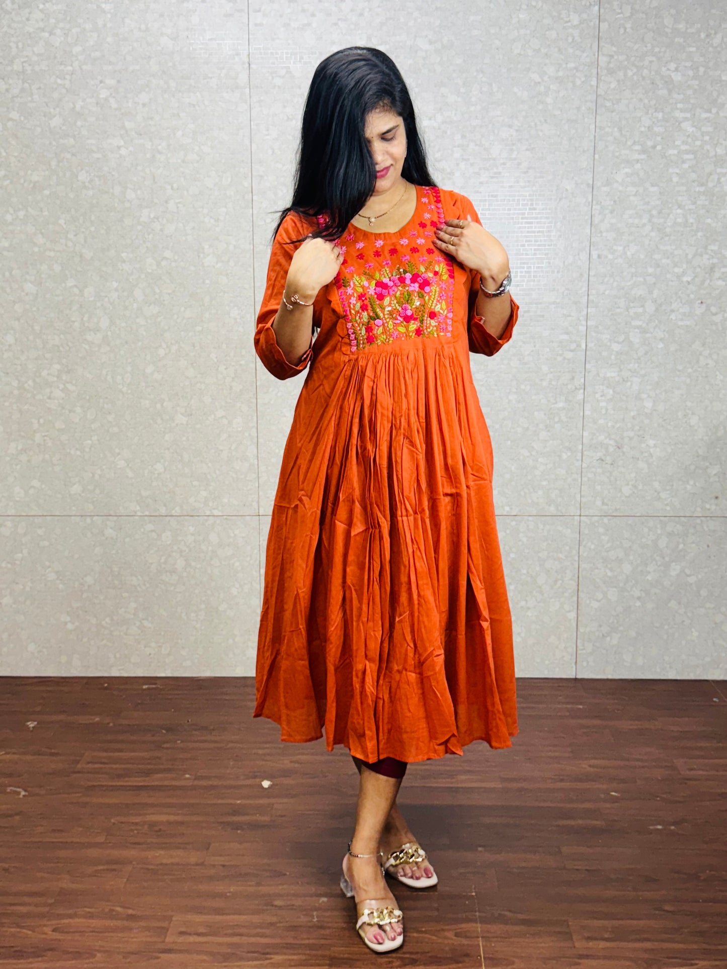 Pure Mulmul Cotton Frock-SRF2001A