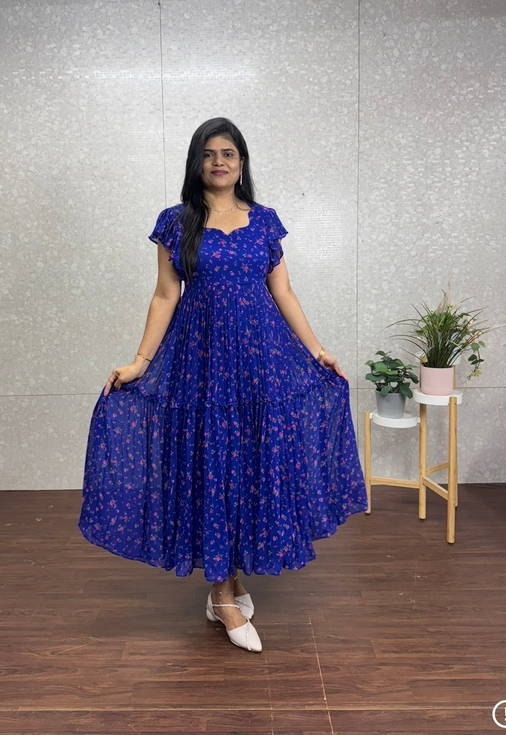 Georget floral printed frock-SRF1048