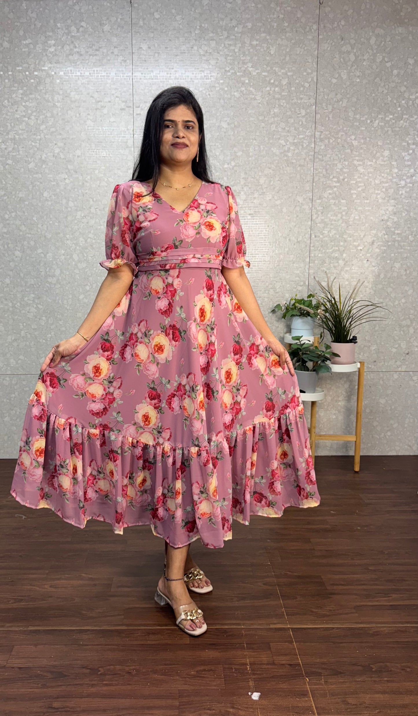 Georget floral frock-SRF1027D