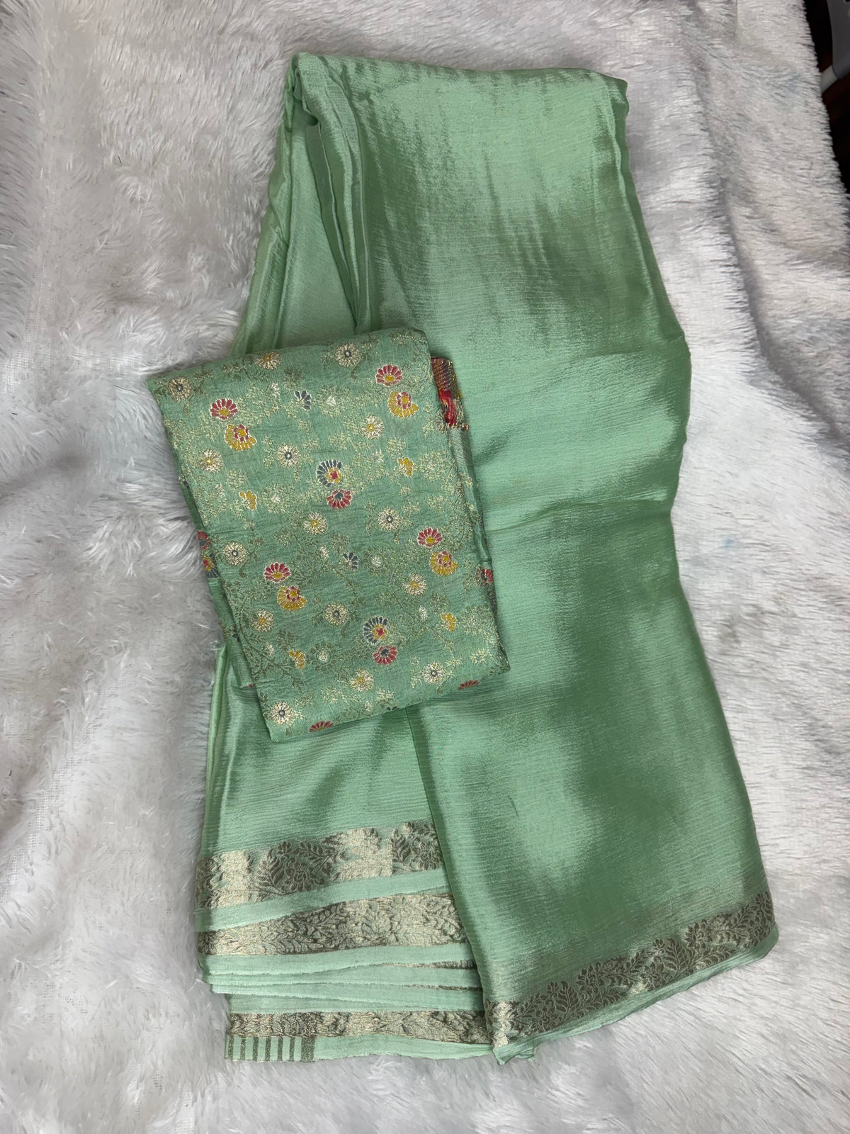 Pure chinnon saree Meena blouse -SR1306C