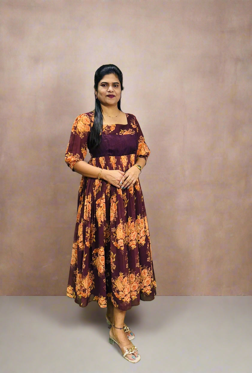 Floral Georget Frock-SRF1004D
