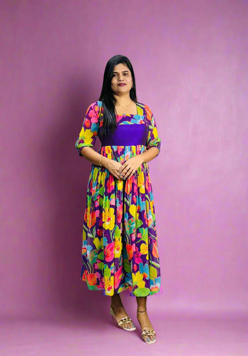 Floral Georget Frock-SRF1004B