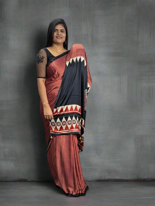 Ajrakh Saree-SR1026A