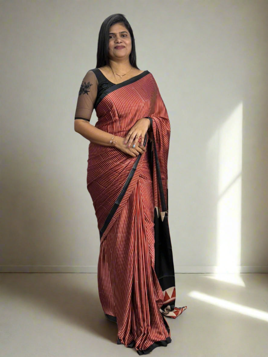 Ajrakh Saree-SR1026A